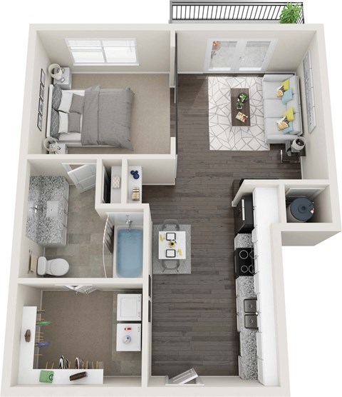 Floor plan for studio, 1 bath, 658 sqft